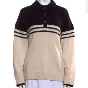Reformation cashmere stripped polo sweater